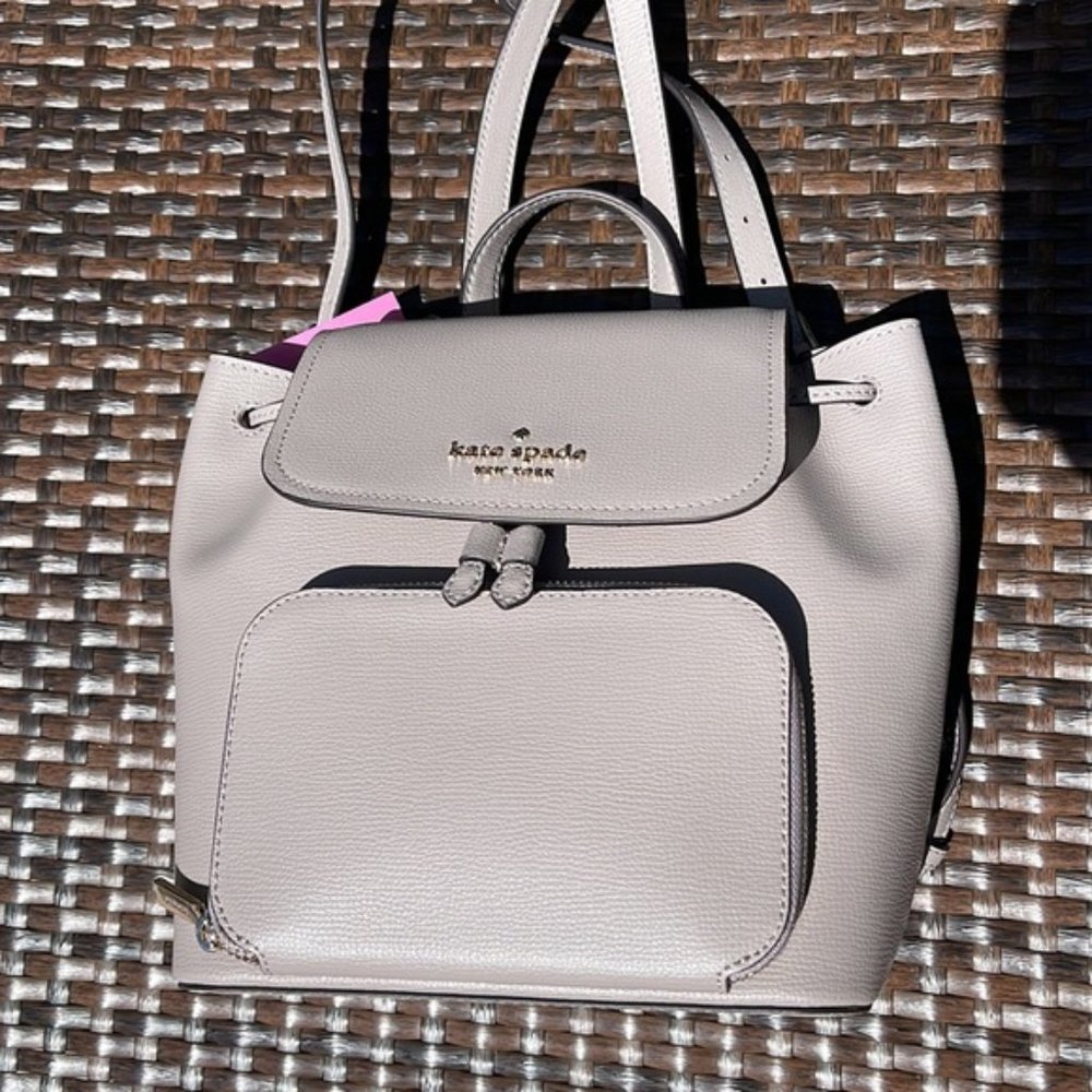 Kate Spade Darcy Flap Backpack Warm Taupe - Picture 8 of 16
